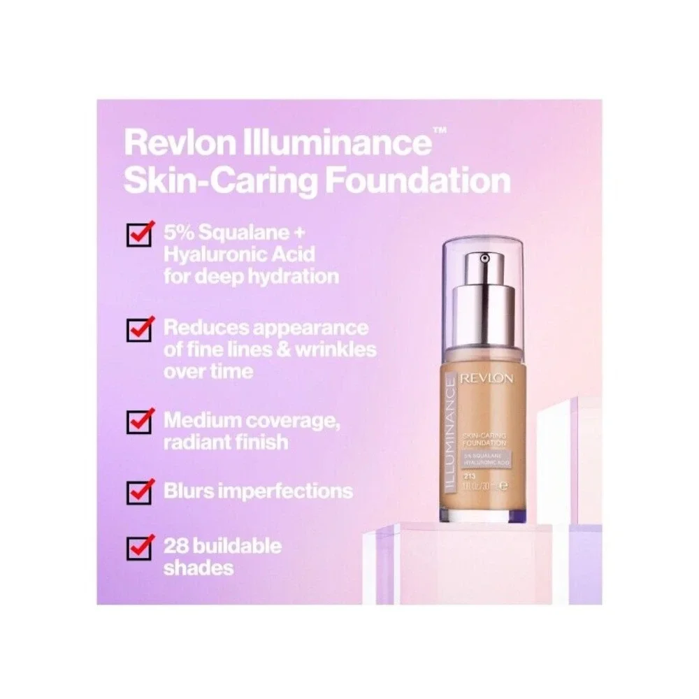 Revlon Illuminance Skin-Caring Liquid Foundation Medium Coverage 513 Brown Suede
